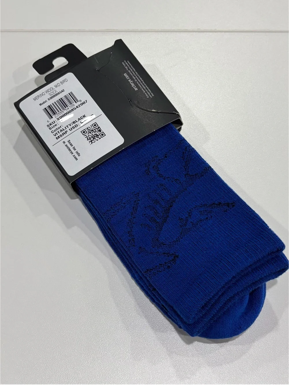 Arc’teryx Men's Medium Merino Wool Mid Bird Sock Adult Women's Blue Black NWT